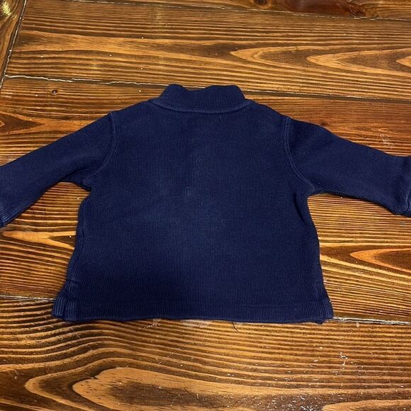 POLO Ralph Lauren Infant Cotton Navy Blue 1/4 Zip Pullover - Picture 5 of 6